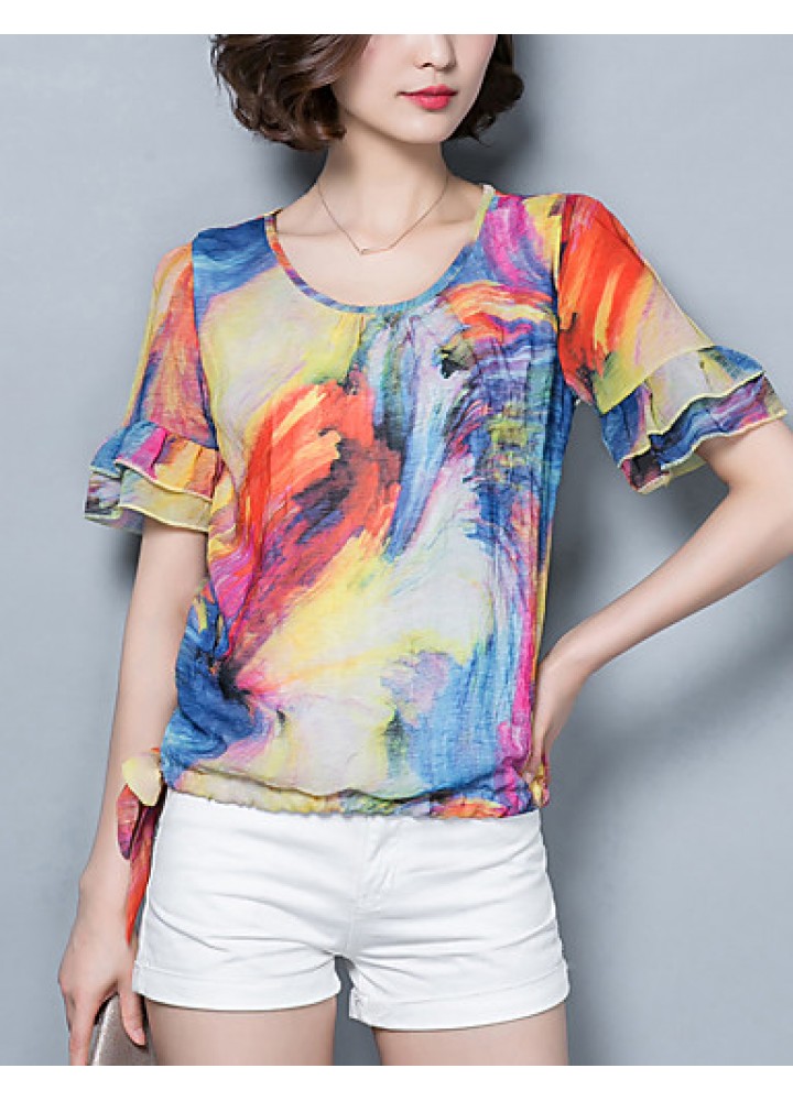 Daily Sexy Fall Blouse,Solid Turtleneck Long Sleeve Blue / Pink / Red / White / Black / Gray Polyester Thin