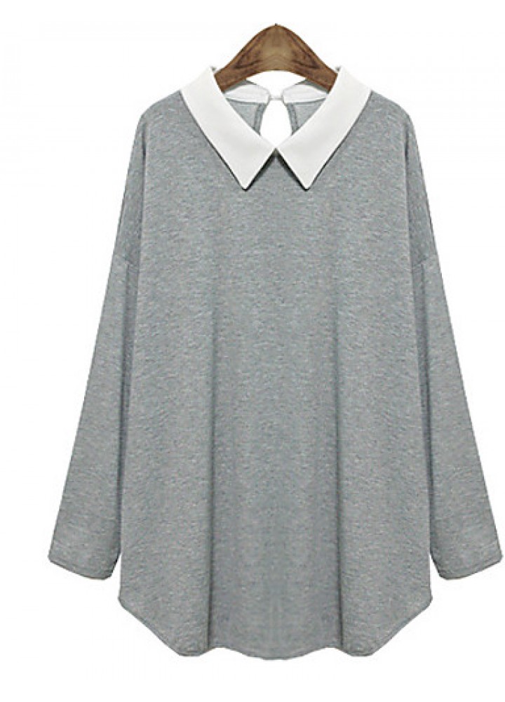 Daily Sexy Fall Blouse,Solid Turtleneck Long Sleeve Blue / Pink / Red / White / Black / Gray Polyester Thin