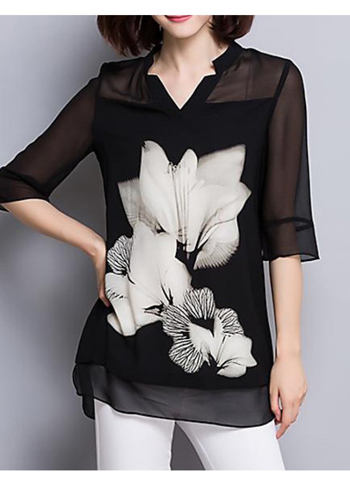 Daily Sexy Fall Blouse,Solid Turtleneck Long Sleeve Blue / Pink / Red / White / Black / Gray Polyester Thin